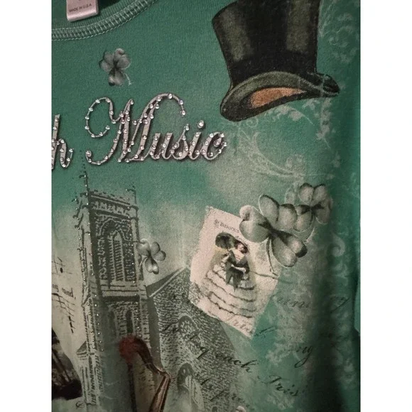 Christopher & Banks Women's Size L Irish Theme Cotton 3/4 Sleeve Cotton Shirt - Picture 7 of 15